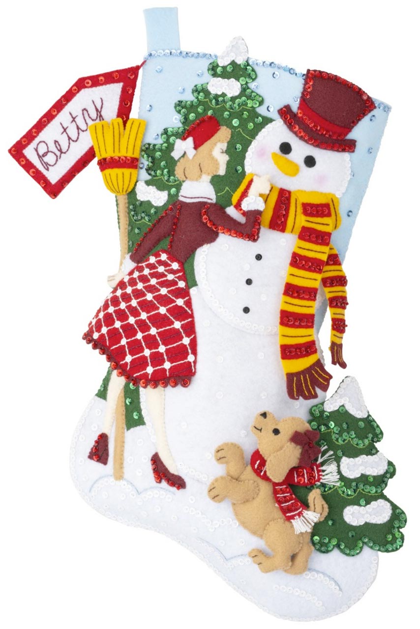 Peppermint Snowman Bucilla Felt Stocking Kit