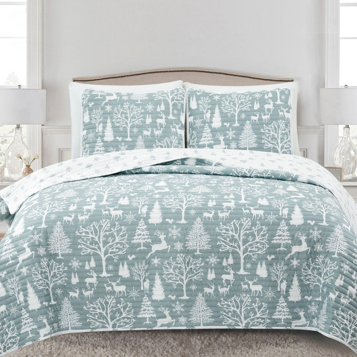 Enchanted Woods Blue (winter Solice) Quilt Set – Mary Maxim