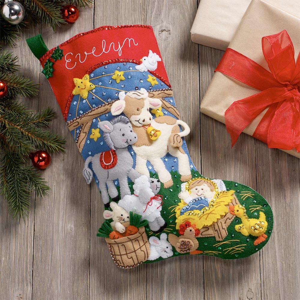 Snowflake Snowman Felt Stocking Kit by Bucilla Plaid