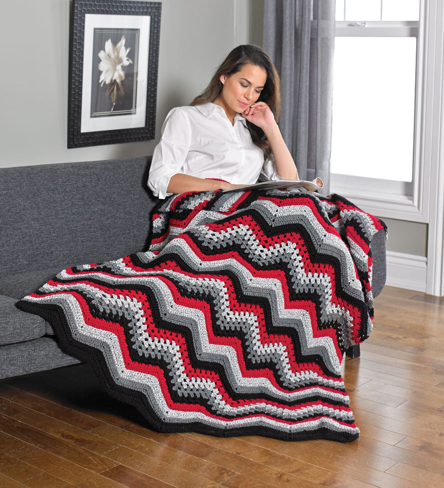 Red black and white best sale crochet blanket