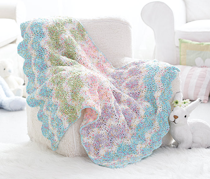 Crochet Pattern Striped Dot Baby Blanket 