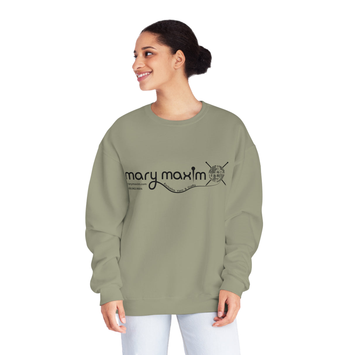 Mary Maxim Crewneck Sweatshirt - White & Black Logo - Unisex