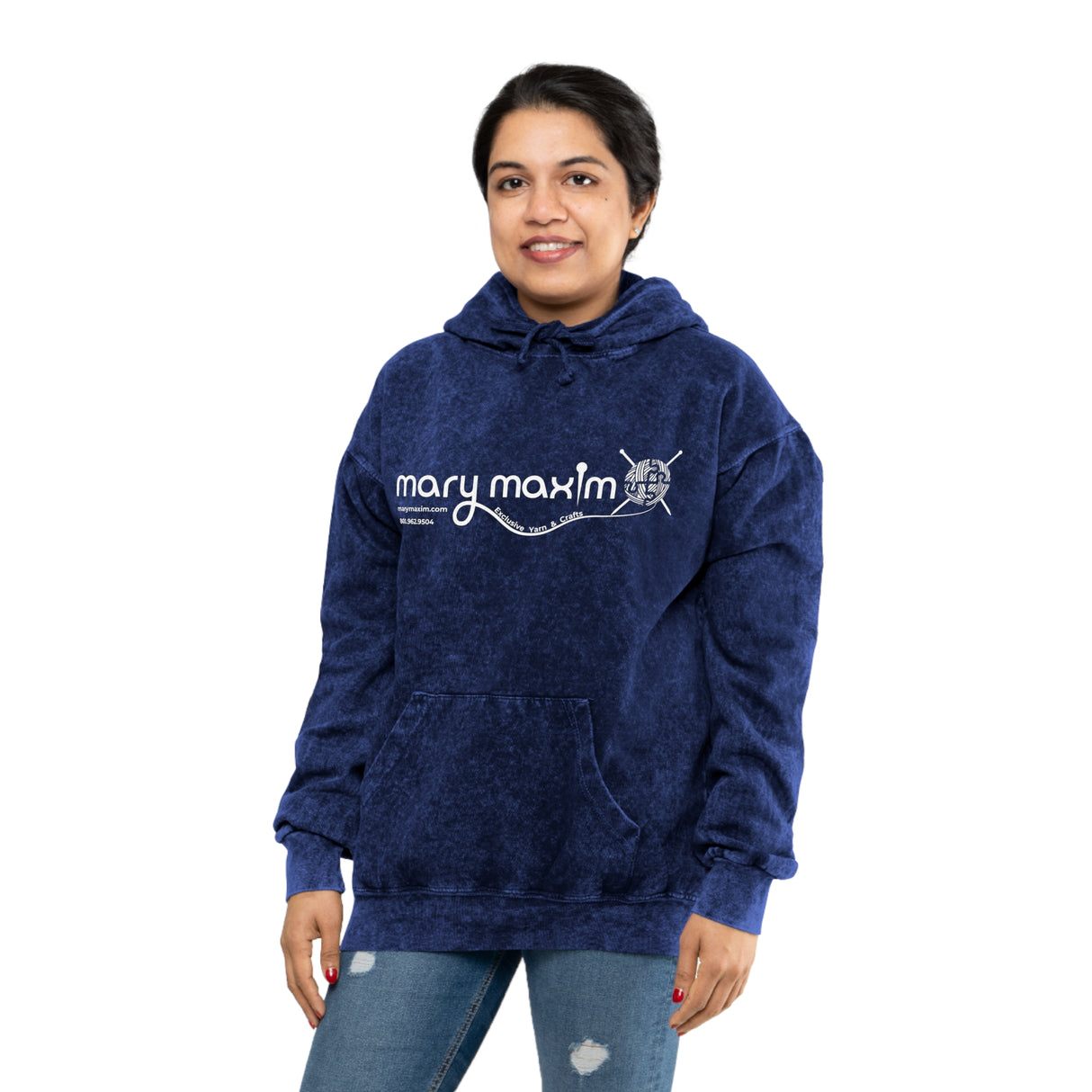 Mary Maxim Mineral Wash Hoodie - White Logo - Unisex