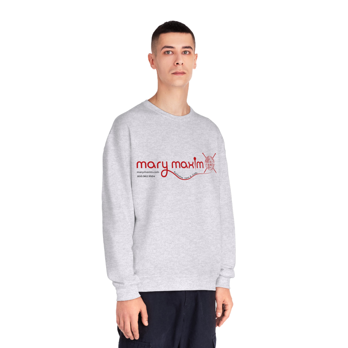 Sudadera con cuello redondo Mary Maxim - Logotipo rojo - Unisex