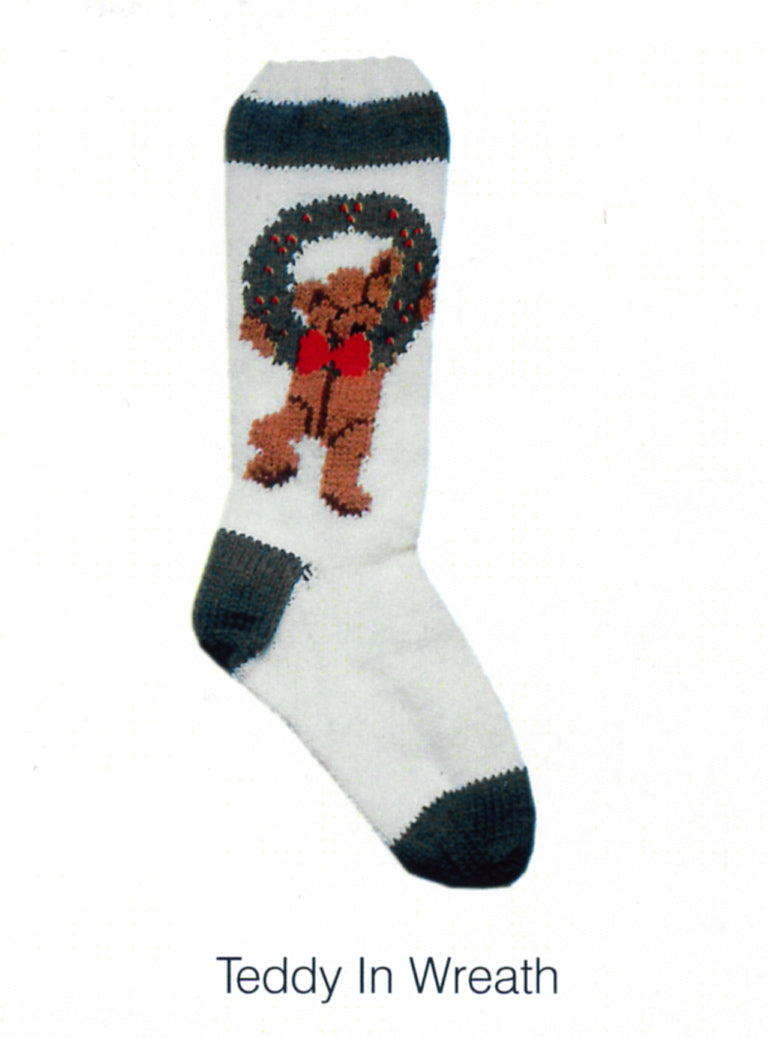 Knitted Christmas Stocking Pattern - Argyle & Teddy