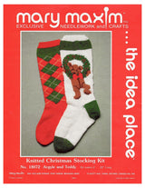 Knitted Christmas Stocking Pattern - Argyle & Teddy