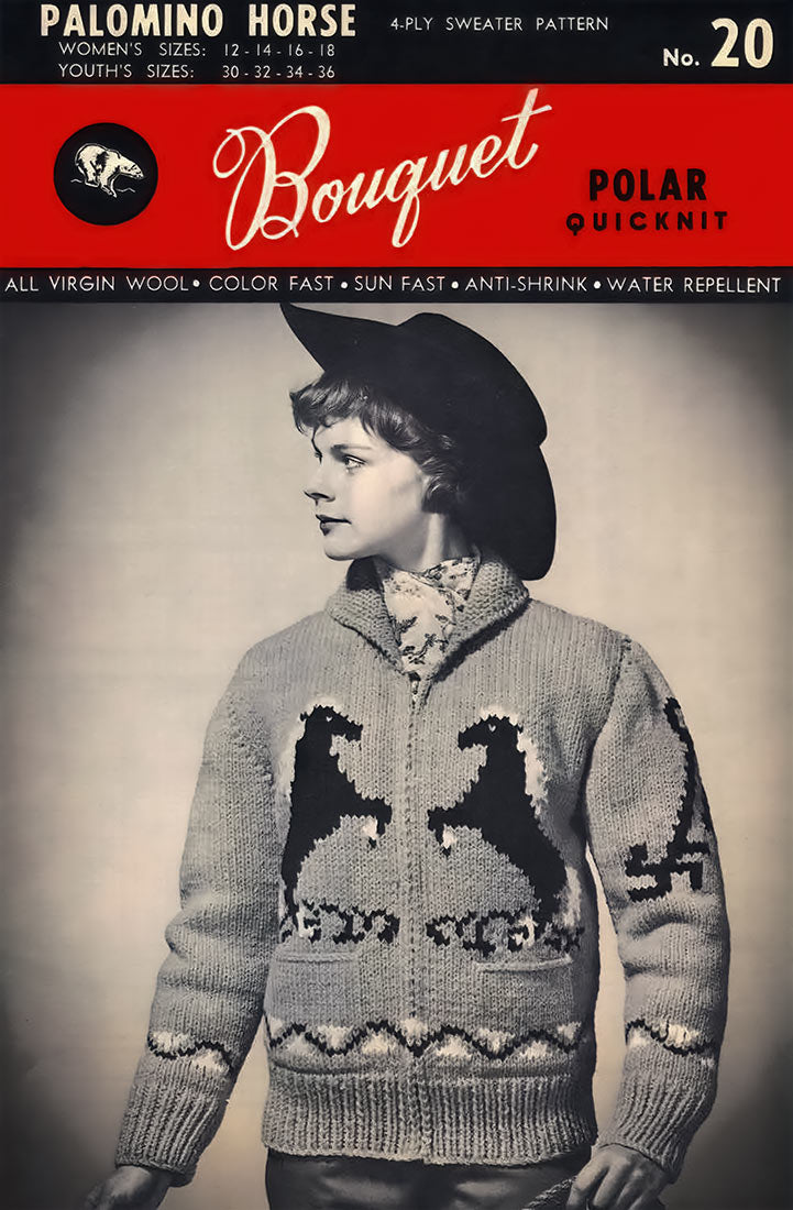 Ladies'/Youth Palomino Horse Cardigan Pattern