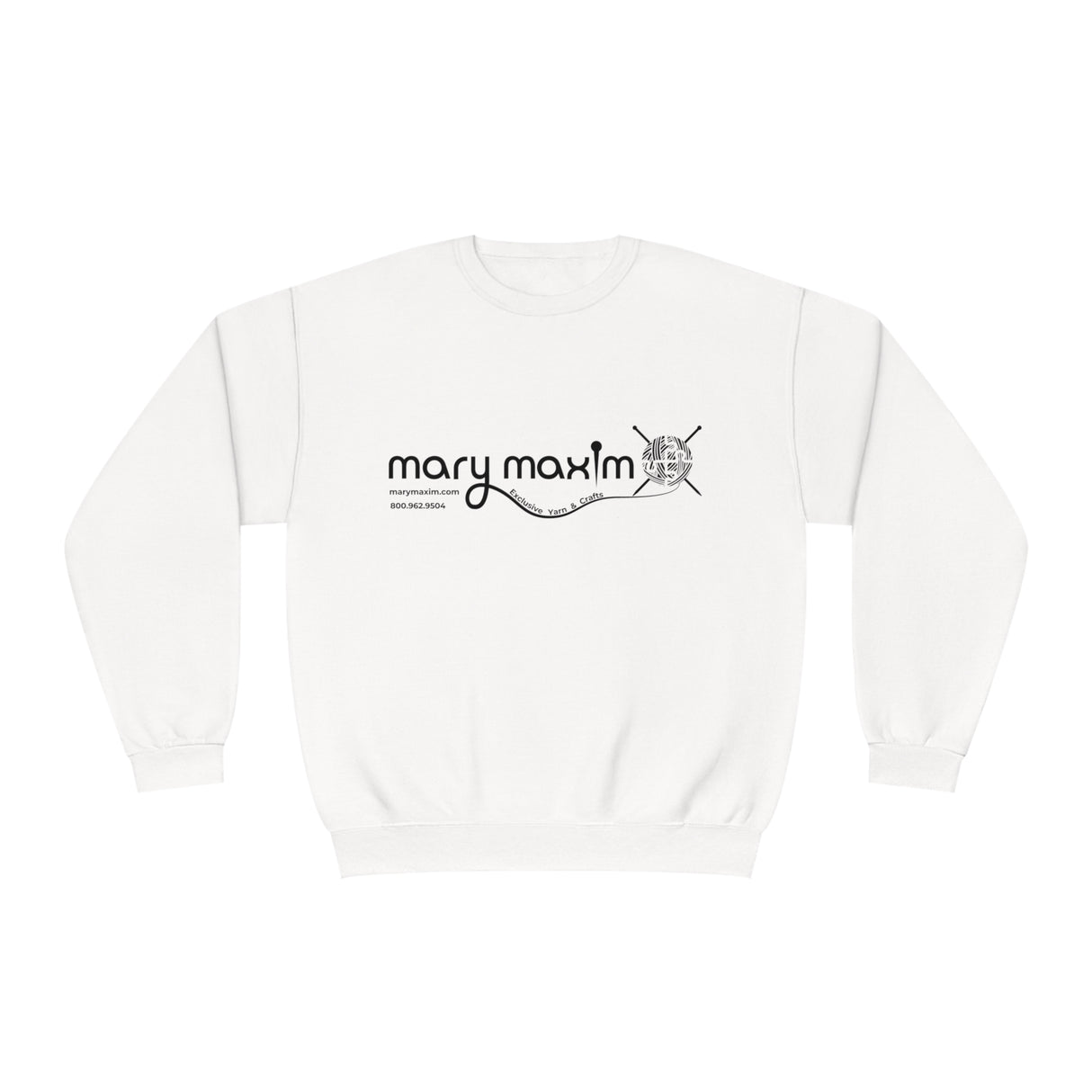 Sudadera con cuello redondo Mary Maxim - Logotipo blanco y negro - Unisex