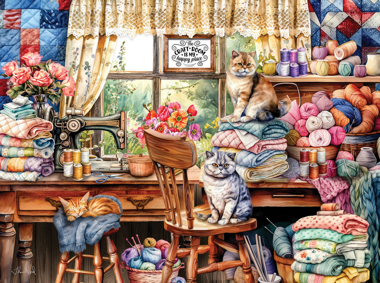 Kitten's Sewing Room Jigsaw Puzzle