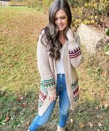 Autumn's Charm Mosaic Duster Length Cardigan