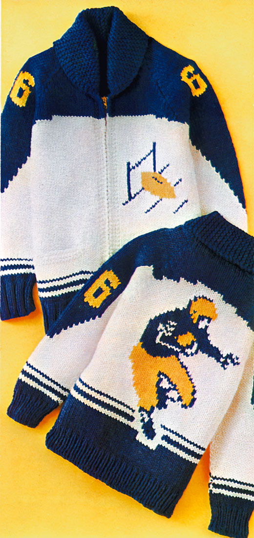 Men s Football Player Cardigan Pattern Mary Maxim