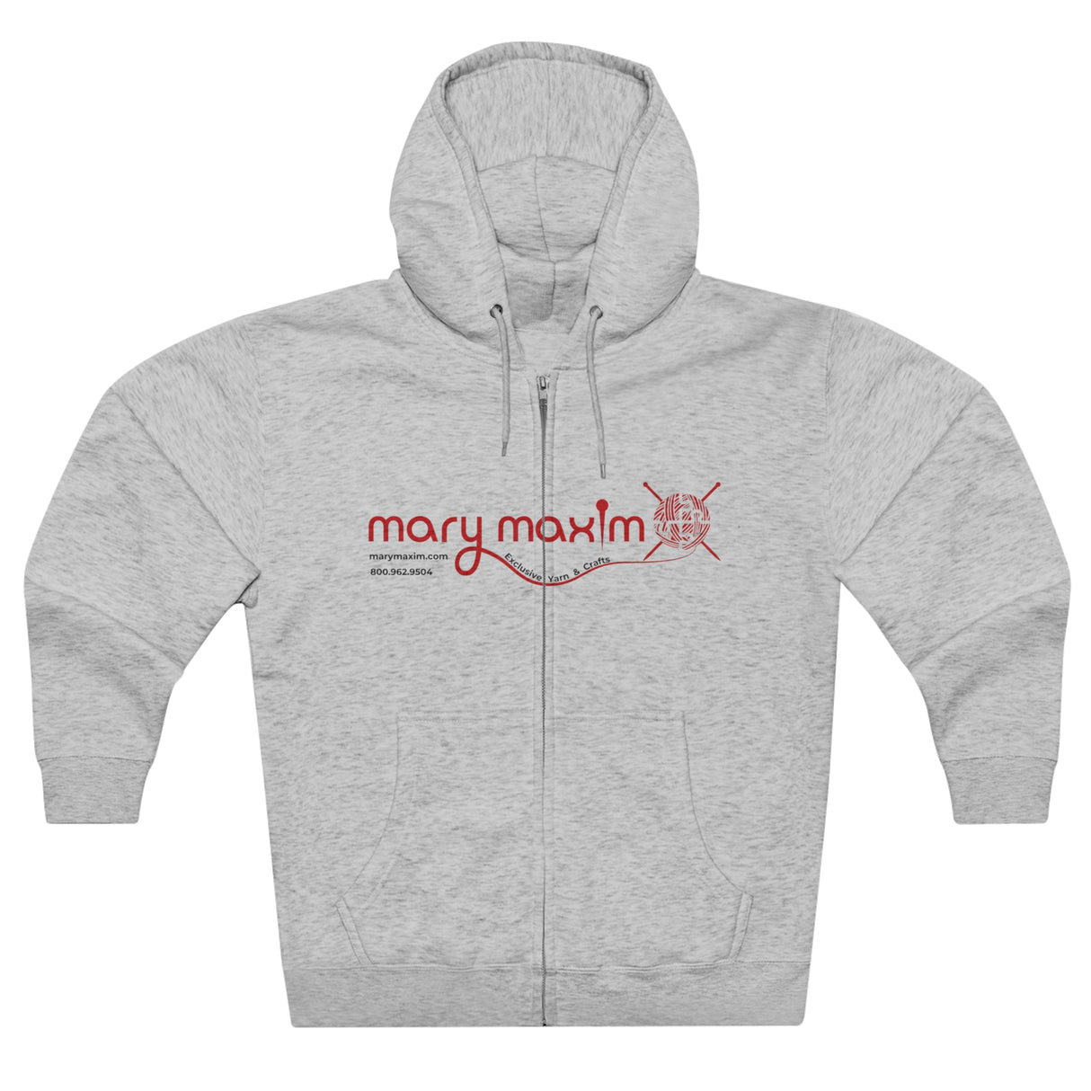 Sudadera con capucha y cremallera completa Mary Maxim - Logotipo rojo - Unisex