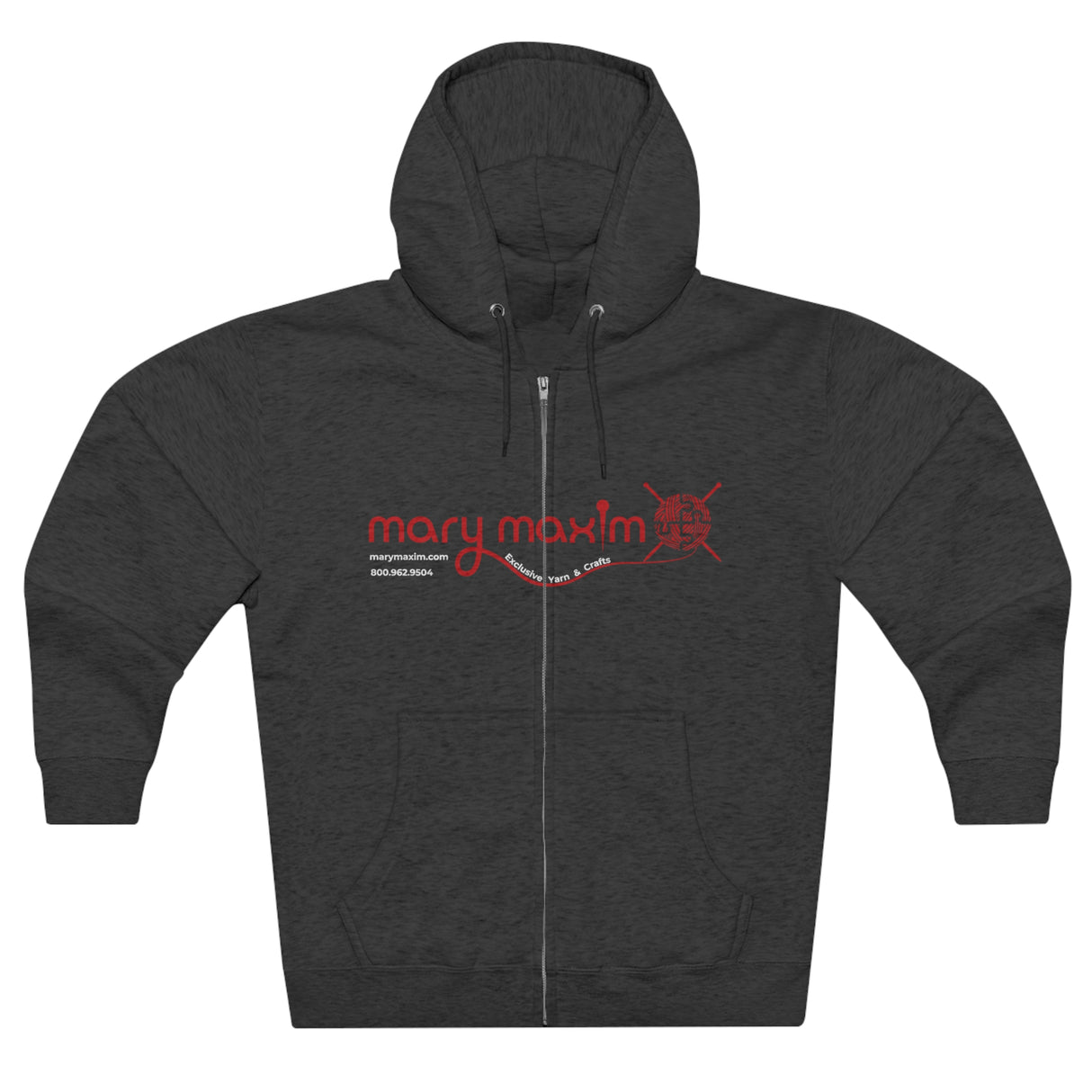 Sudadera con capucha y cremallera completa Mary Maxim - Logotipo rojo - Unisex