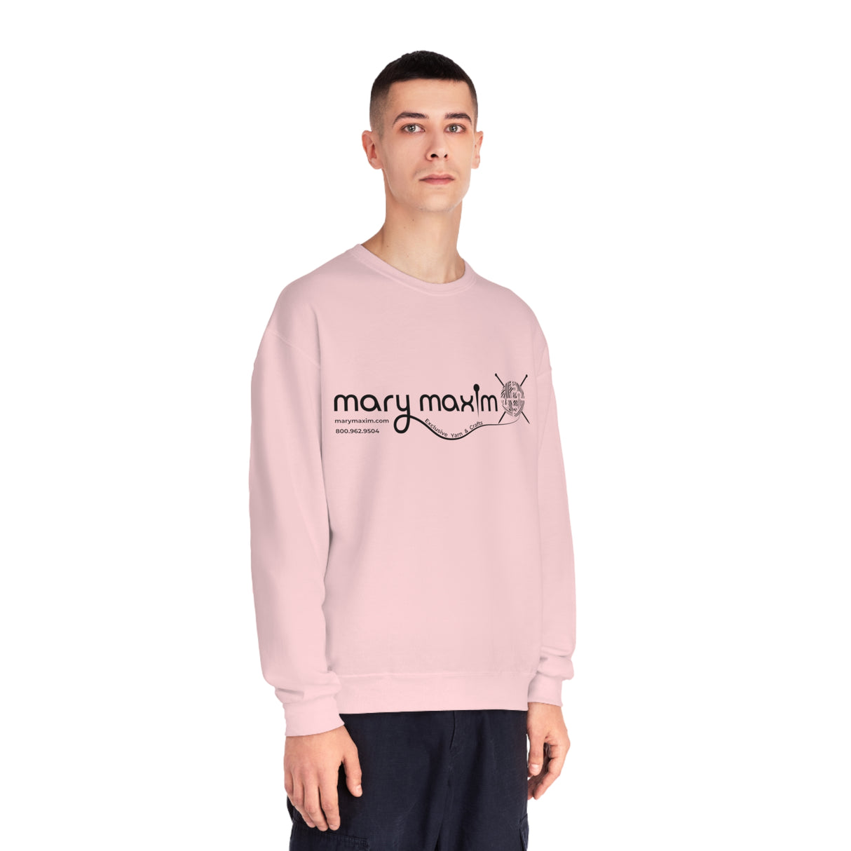 Sudadera con cuello redondo Mary Maxim - Logotipo blanco y negro - Unisex