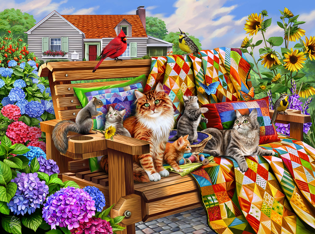 Cats and Quilts Jigsaw Puzzle