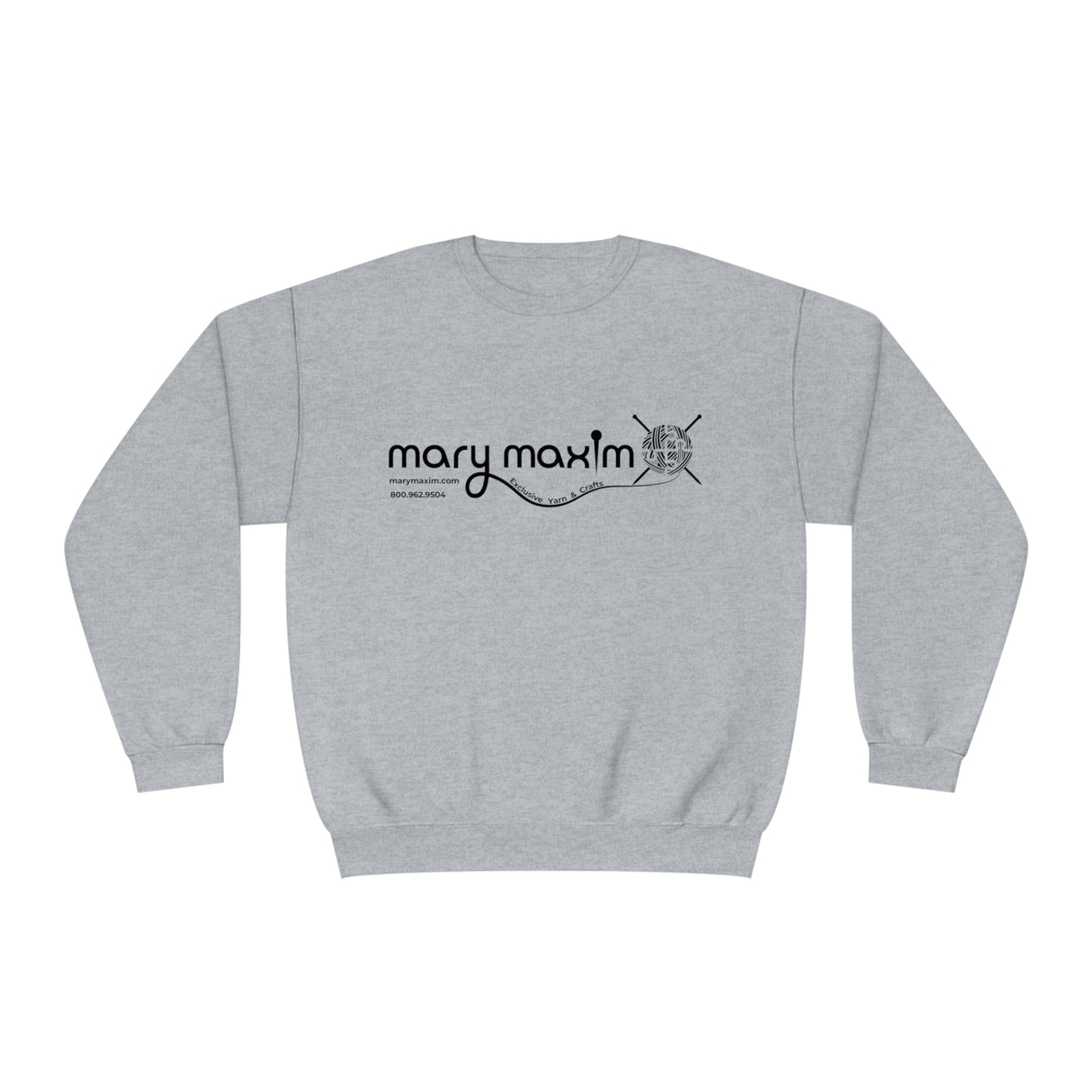 Sudadera con cuello redondo Mary Maxim - Logotipo blanco y negro - Unisex