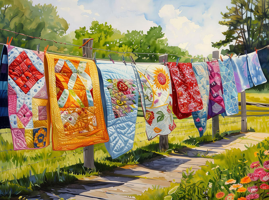 Quilts on the Line Jigsaw Puzzle