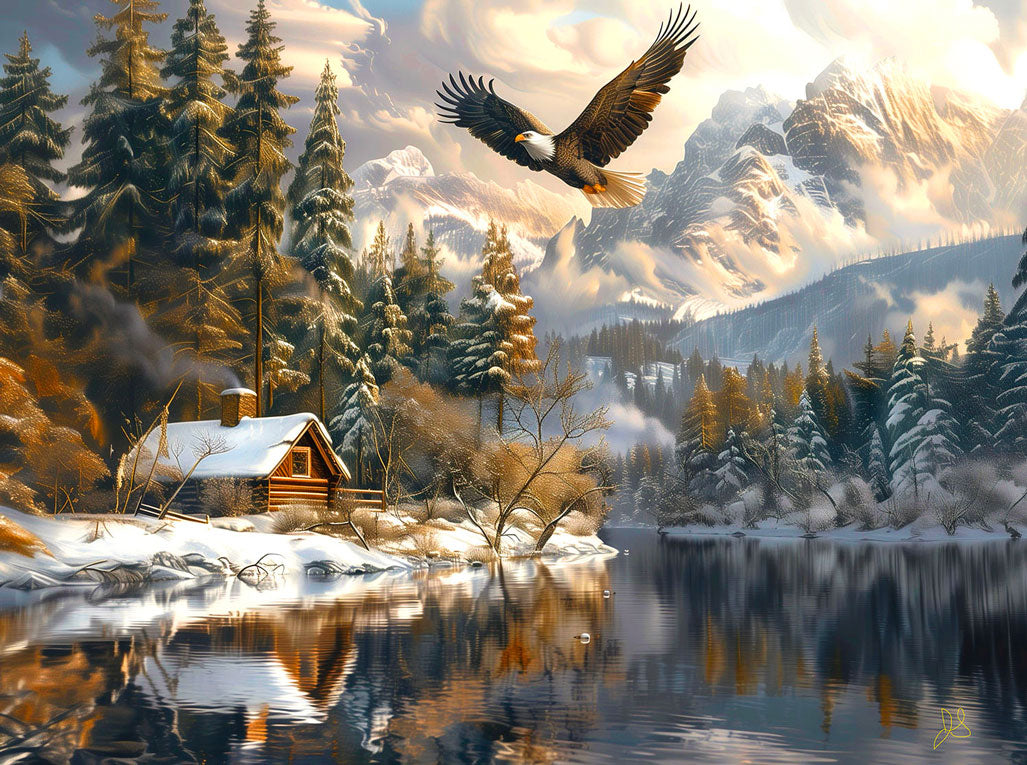 Winter Eagle Flight Jigsaw Puzzle