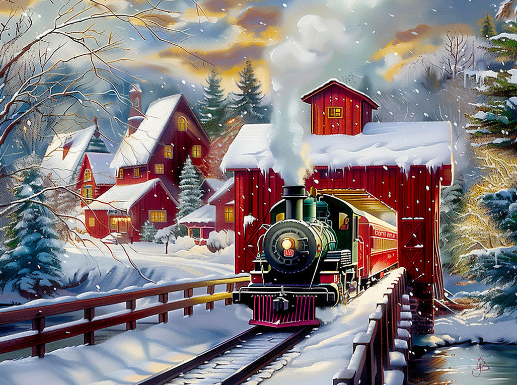 Winter Creek Bridge Jigsaw Puzzle