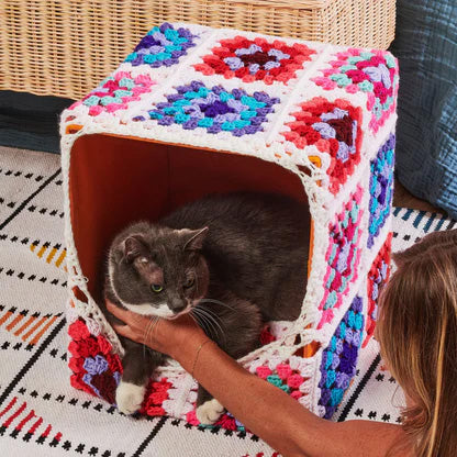 Patron gratuit de lit pour animaux de compagnie en patchwork au crochet Granny Square de Pawsome