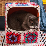 Patron gratuit de lit pour animaux de compagnie en patchwork au crochet Granny Square de Pawsome