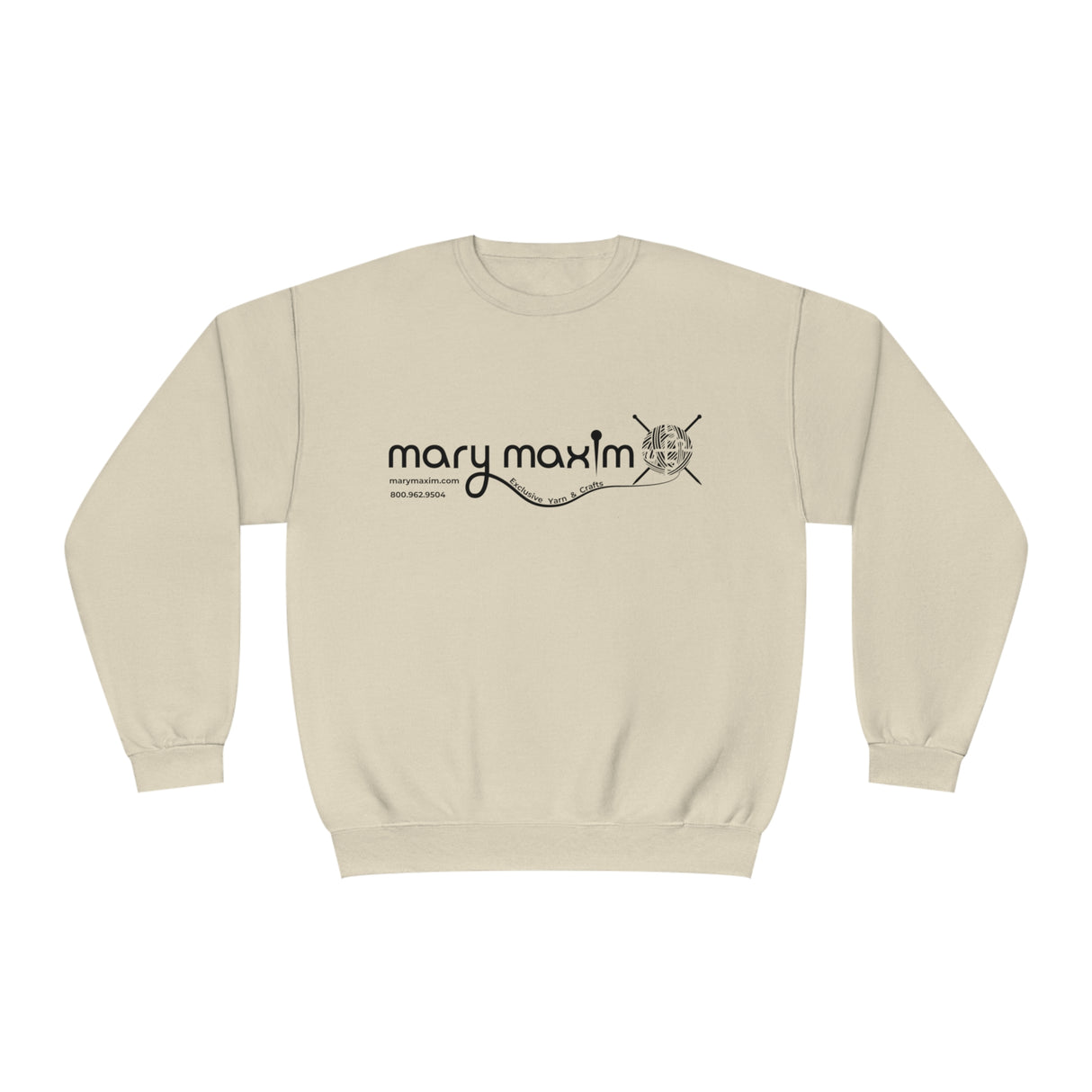 Sudadera con cuello redondo Mary Maxim - Logotipo blanco y negro - Unisex