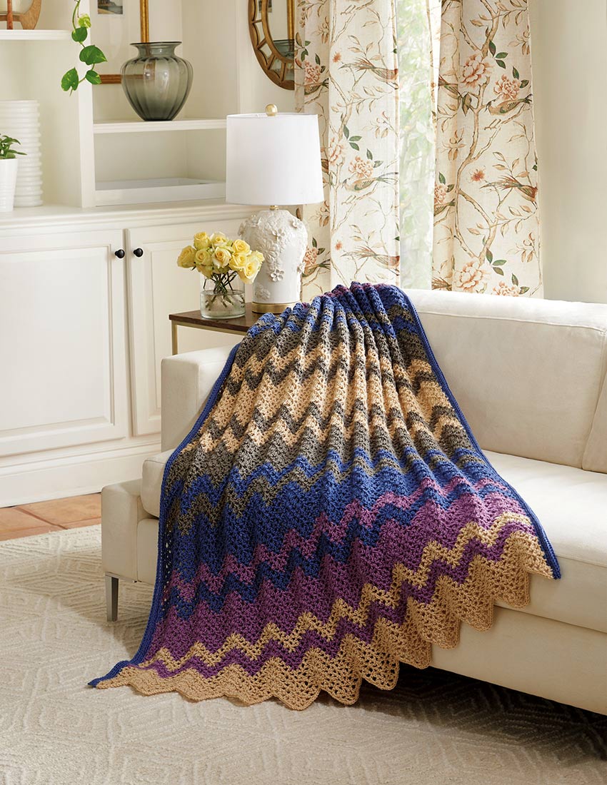 Color Rich Ripple Crochet Afghan Pattern