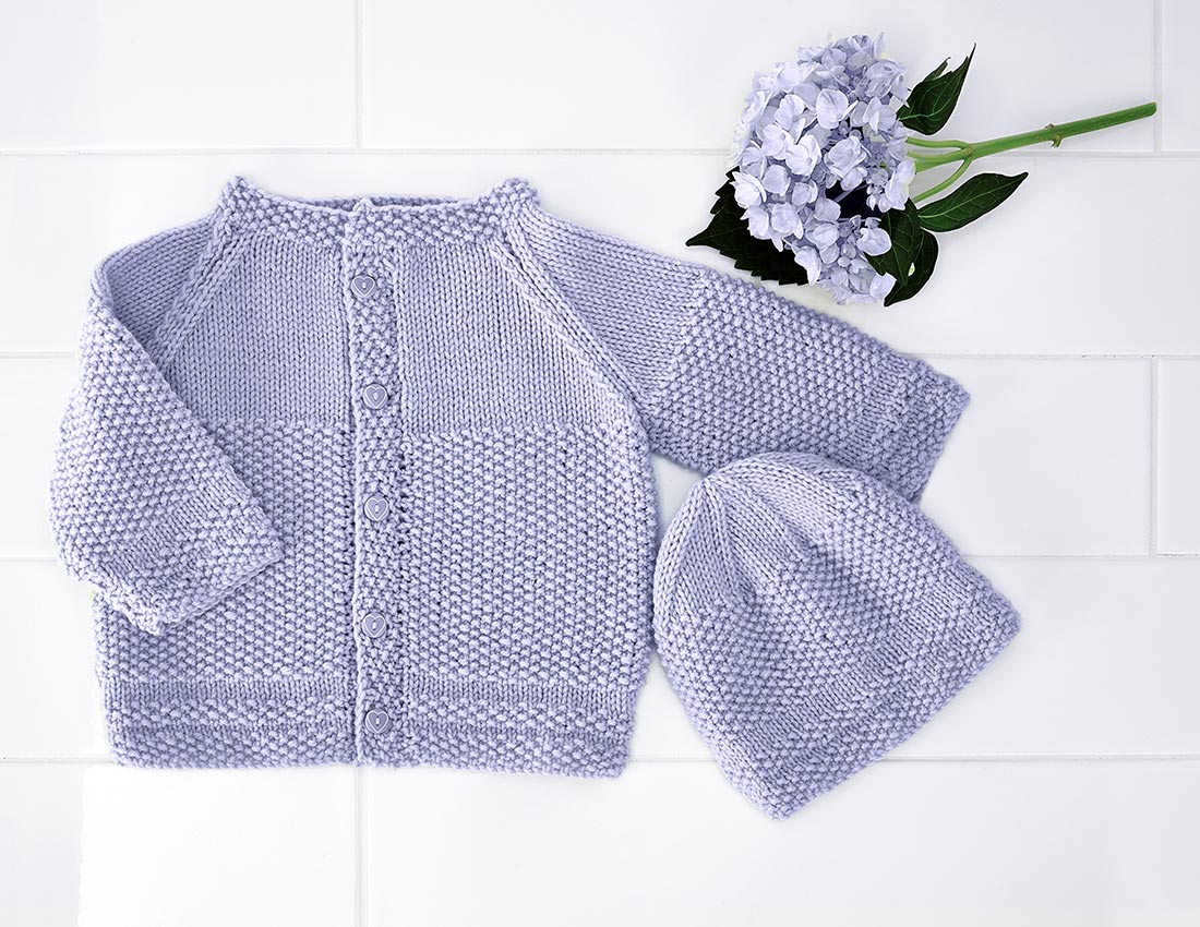 Baby Raglan Cardi &amp; Hat - Solo patrón