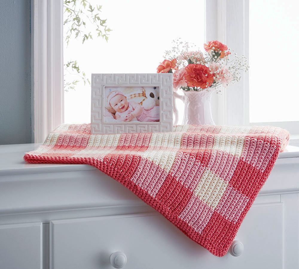 Gingham Crochet Baby Blanket Pattern