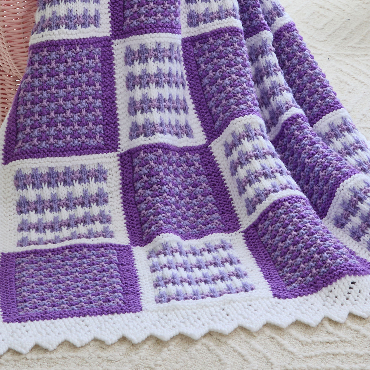 Slip Stitch Blocks Baby Blanket