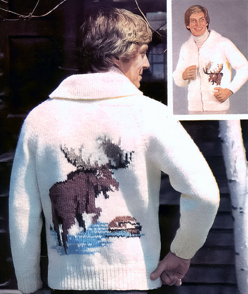 Men s Moose Cardigan Pattern Mary Maxim