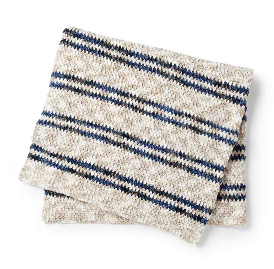 Free Moss Stitch Stripes Blanket Pattern