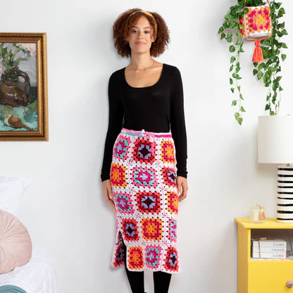 Free Red Heart Crochet Granny Square Skirt