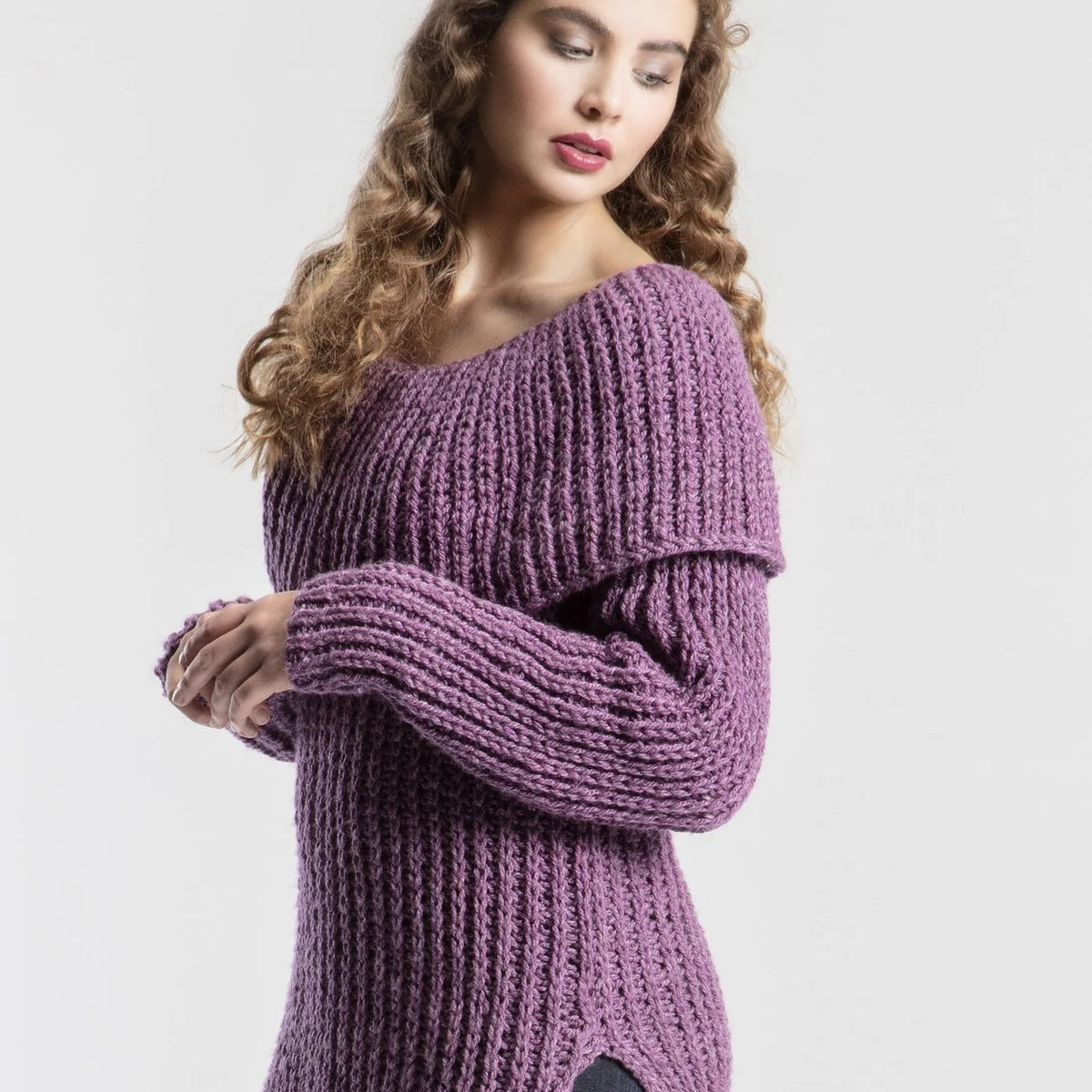 Free Andromeda Cowl Neck Sweater Pattern – Mary Maxim