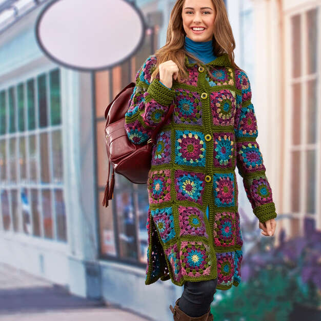 Free Sweater Coat in Grannies Pattern