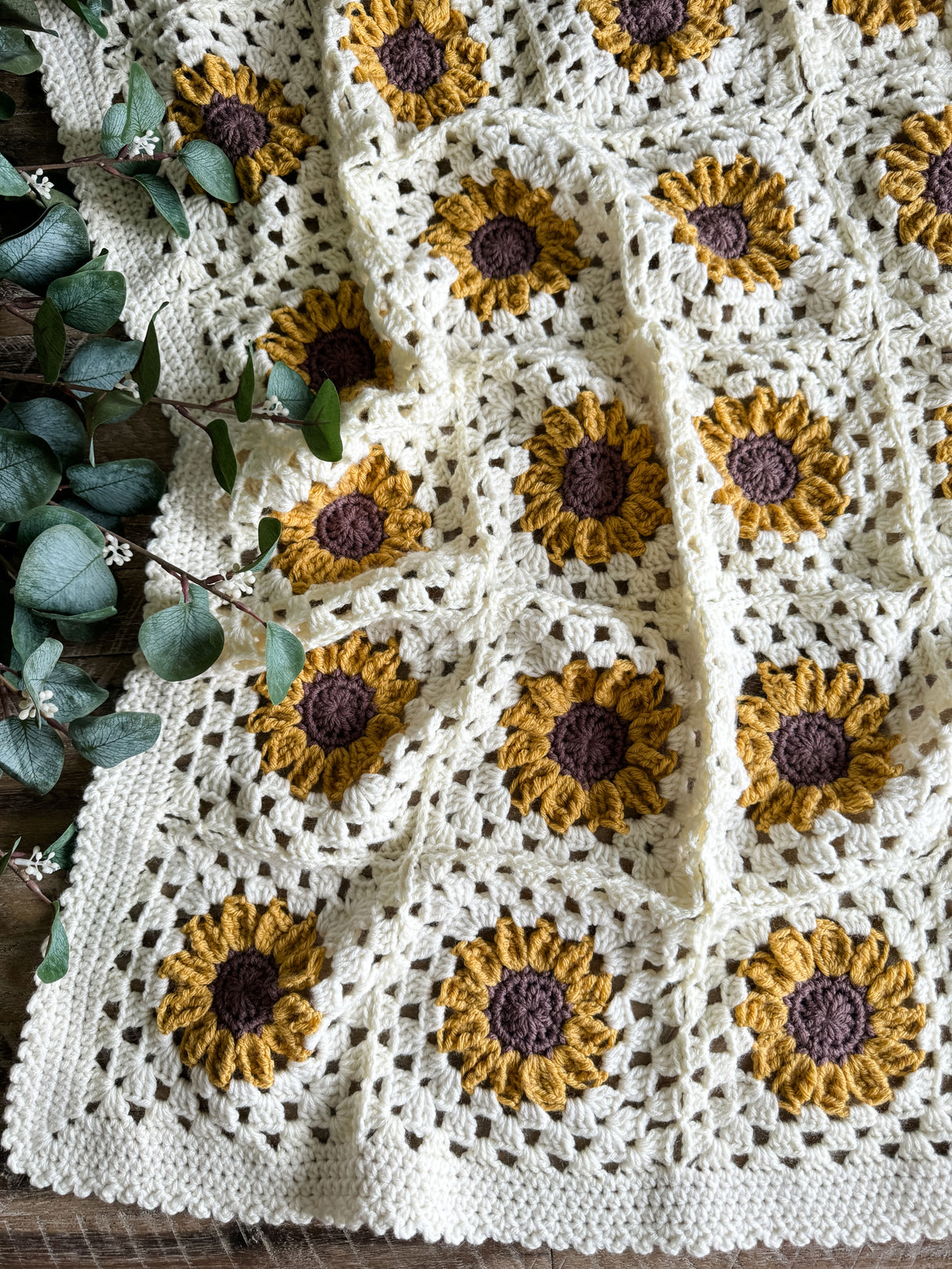 Couverture au crochet tournesol soleil d’été