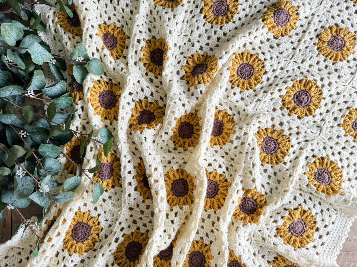 Summer Sunshine Sunflower Crochet Blanket