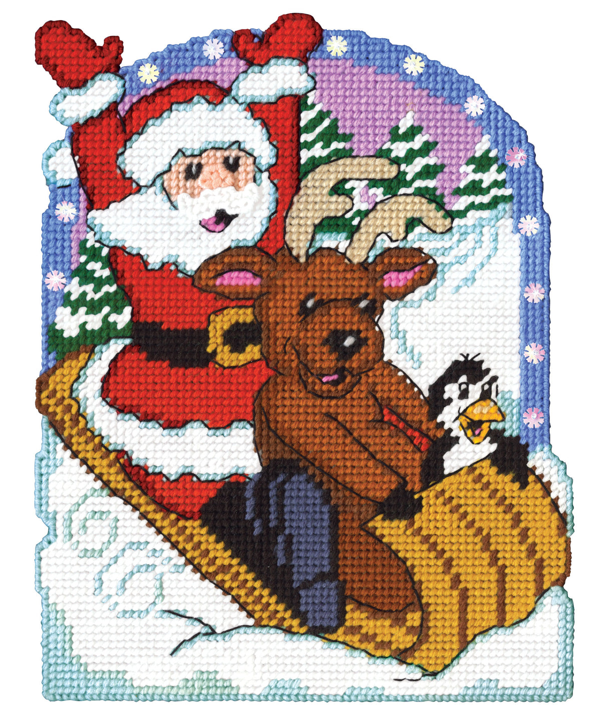 Sledding Santa Plastic Canvas Kit