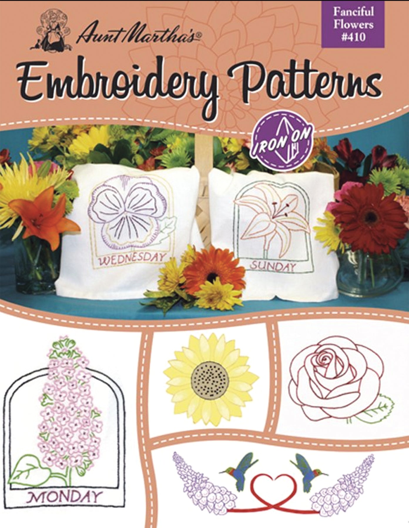 Aunt Martha's Iron-On Embroidery Transfer Pattern Book Set