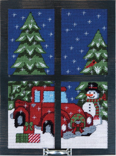 Winter Days Window Frame Plastic Canvas Kit