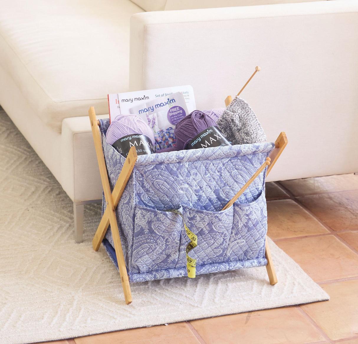 Periwinkle Paisley Yarn Caddy