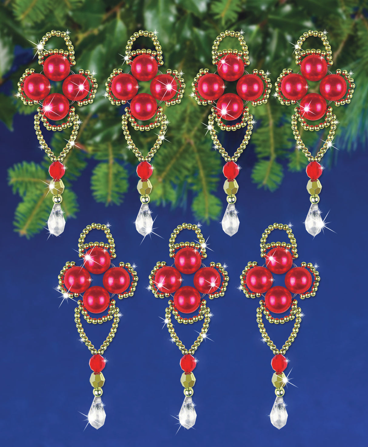 Red/Gold Elegance Beaded Ornaments