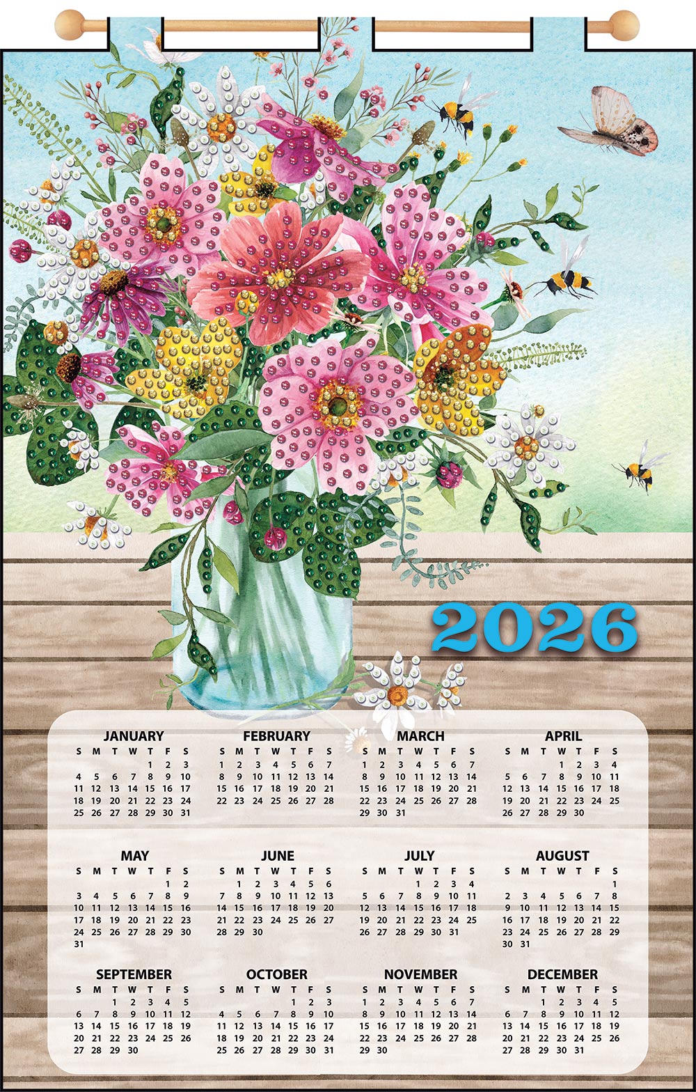 Calendario de lentejuelas de fieltro Birdhouse 2025