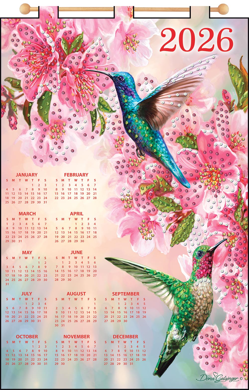 Hummingbirds 2026 Felt Sequin Calendar