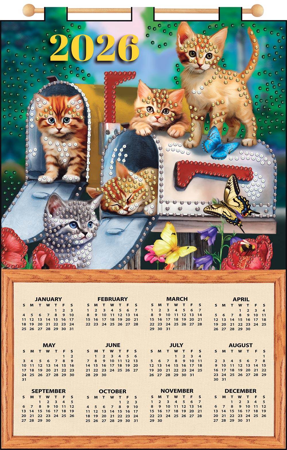 Mailbox Cats 2026 Felt Sequin Calendar