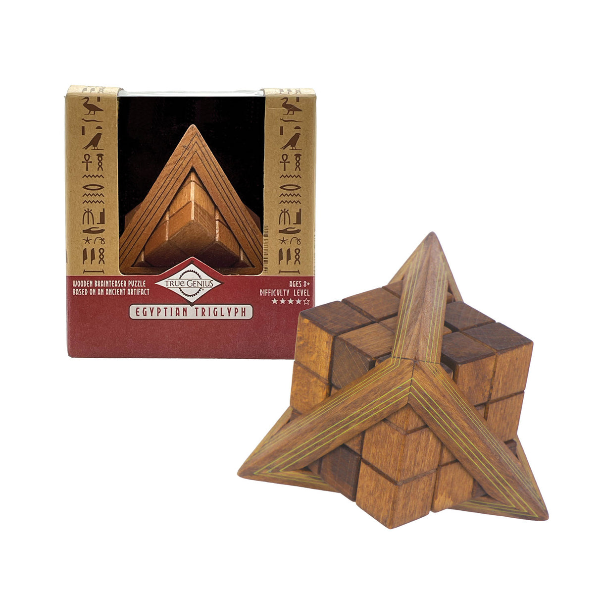 Egyptian Triglyph Wooden Brainteaser Puzzle