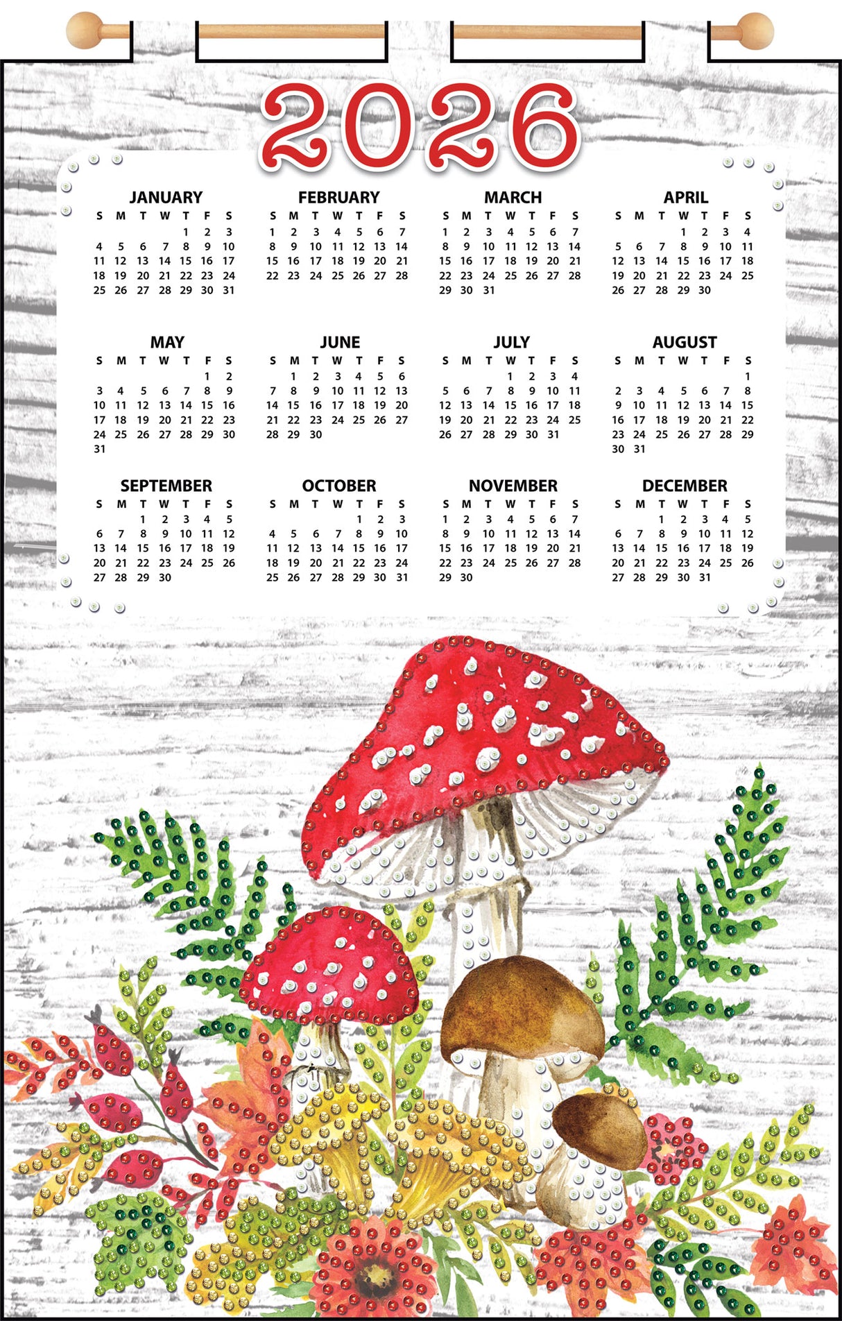 Mushroom 2026 Felt Sequin Calendar