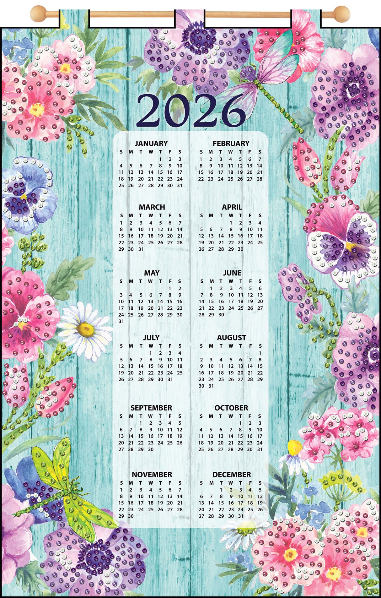 Floral Border 2026 Felt Sequin Calendar