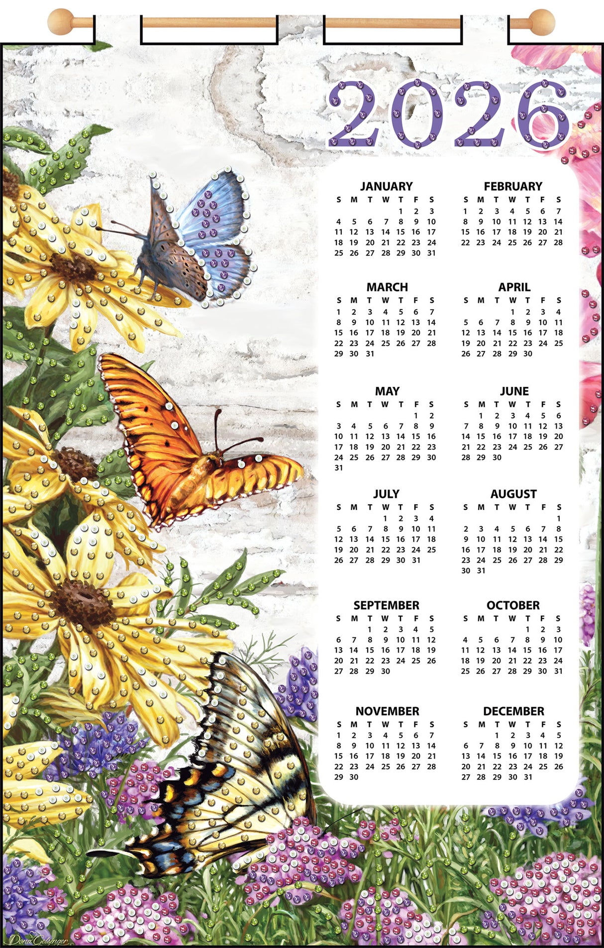 Butterfly Garden 2026 Felt Sequin Calendar