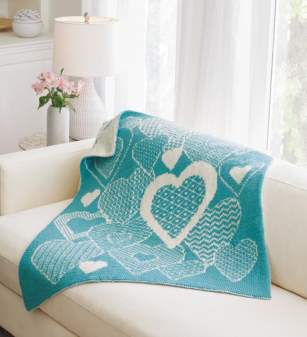 Hearts Aplenty Double Knit Baby Blanket Pattern